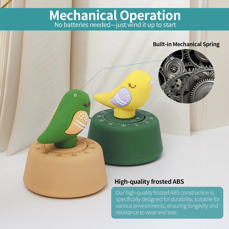 Mechanical Kitchen Timer, Cute Timer for Kids, Wind Up 60