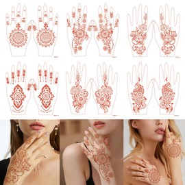 Henna Tattoo Stickers kit,Indian Waterproof temporary tattoo stickers, Brown Temporary Henna Tattoos Use for Beach, Festivals, & Parties