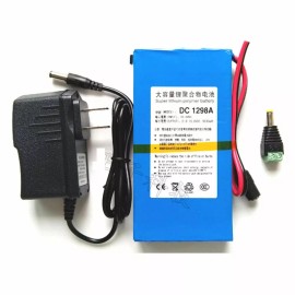 Super Polymer Rechargeable Li-ion Battery Pack DC 12V 9800mah DC1298A W/ Charger