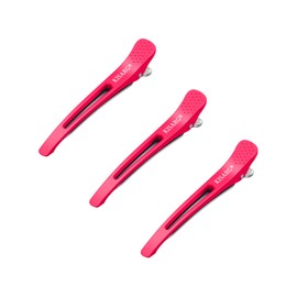 KISARG Duck Curl Hair Clip, Hairpin, Bangs, Sectioning, Unisex, For Professional Hairdressers, Does Not Leave Marks, Large, Set of 3, 4.5 inches (11.5 cm), Pink