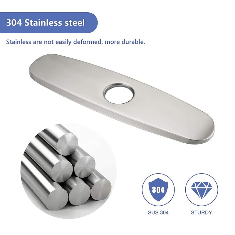 Brushed Nickel 10-inch Hole Cover Deck Stainless Steel Sink Hole