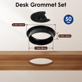 Desk Grommet 2 Inch (50 mm) 12 Pieces, Desk Hole Cover for Cables, Desk Wire Hole Insert, 2" Desk Hole Grommet, Cable Grommet, Desk Cord Hole Cover, Desk Cable Hole Cover with Hole Saw - Black