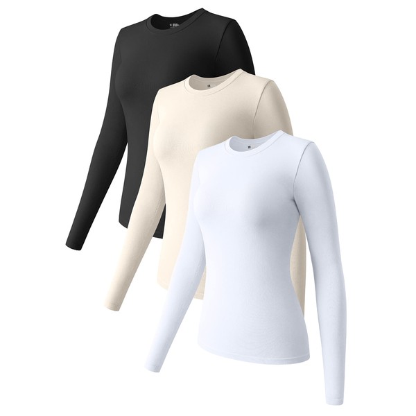 OQQ Womens 3 Piece Long Sleeve Tops Crew Neck Stretch