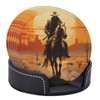 Famame 6 Pcs West Desert Cowboy Sunset Leather Coasters for