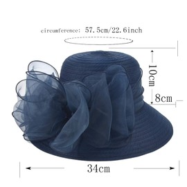 Ruphedy Women Derby Church Dress Bucket Hat Fascinators Bridal Tea Party Wedding Hat (s051-Navy)