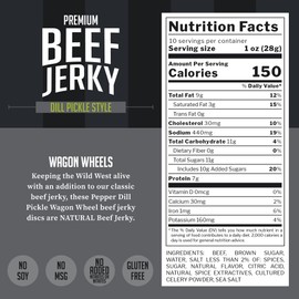 Top Notch Wagon Wheels Jerky - High Protein Snacks for Kids and Adults Made From Locally Raised Beef - Flavorful Rounds of Premium Beef Jerky (Pepper Dill Pickle)