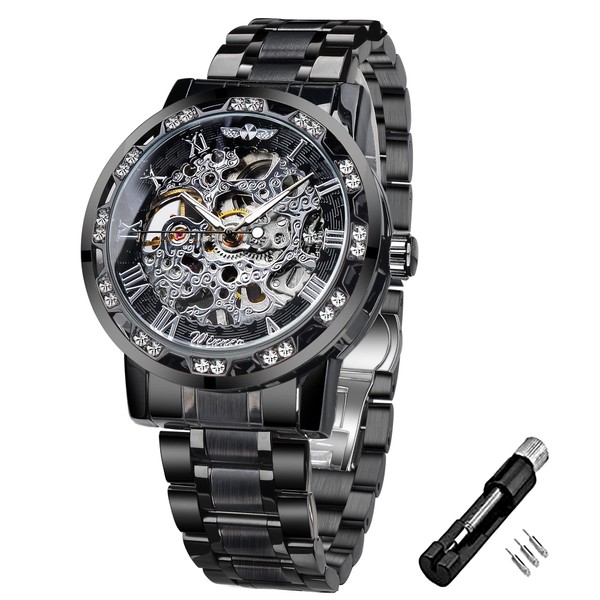 FORSINING Retro Steampunk Skeleton Automatic Diamond Royal Carving Men's Watches