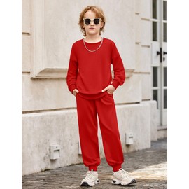 Arshiner Boys Winter Outfit Red Sweatshirt and Pants Set Long Sleeve Holiday Clothes for Kids 4-5 Years