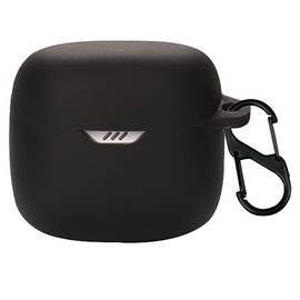QWYJ for JBL Tune Flex Case Carcasa Protectora de Silicona, para JBL Tune Flex Funda de Carga Portátil con Mosquetón Llavero Anti-perdida (Negro)