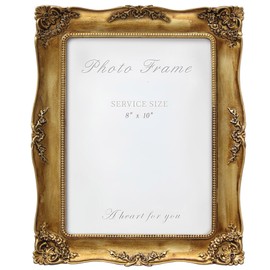 YEPOTUE 8x10 Inch Gold Vintage Picture Frame, Elegant Antique Photo Frames with Glass&Hook, Vine Pattern, Tabletop Wall Hanging, Gift ldeas for Home Decor (Gold)