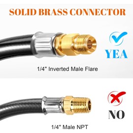 GasSaf 4 FT RV Propane Hose, Propane Pigtail Connector Hose QCC1 Connector- Acme x 1/4" Inverted Male Flare