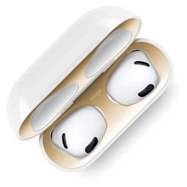 elago Dust Guard Compatible with AirPods 3 Case, Dust-Proof Sticker Compatible with AirPods 3rd Generation Case 2021, Protection from Iron & Metal Shavings, Clean Your AirPods (1 Set, Gold)