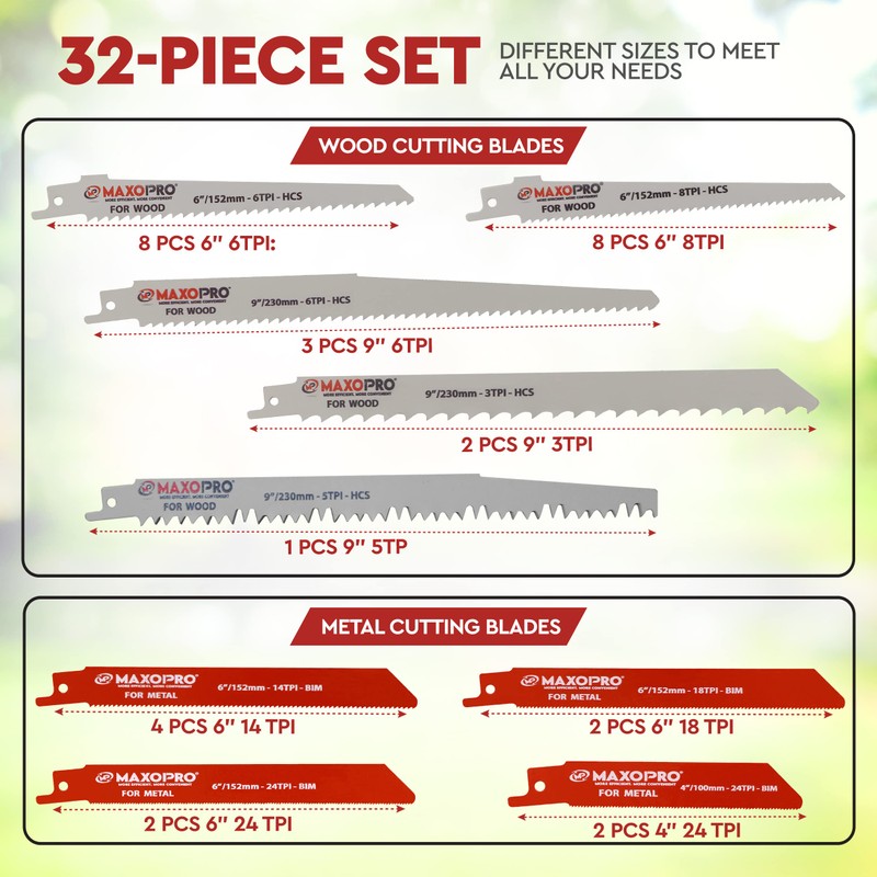32-Pieces Reciprocating Saw Blades Set – Premium Quality Sawzall Blades