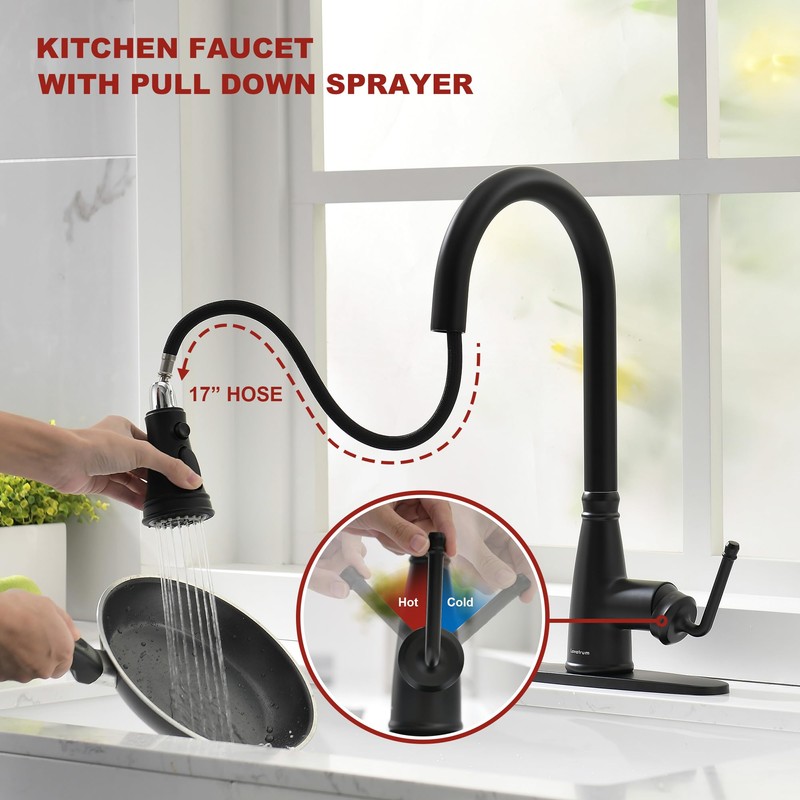 Lavatrum Polished Chrome Antique 17 inch Kitchen Faucet with Pull