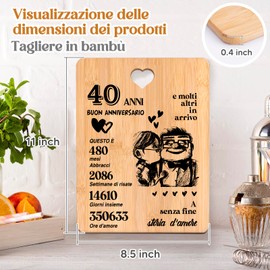 40 Jahre Hochzeit Jahrestag, Geschenk 40 Jahre Hochzeit, Geschenk zum 40. Jahrestag für Sie Ihn, Rubinhochzeitsgeschenke, Bambus-Schneidebretter.