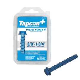 Tapcon+ 3/8 x 1-3/4 Inch Heavy-Duty Hex Head Concrete Anchors, 10 PCS, Corrosion Resistant Blue Climaseal™ Coating, Outdoor Rated Use, Concrete Block & Masonry Brick Screws, Drill Bit Sold Separately
