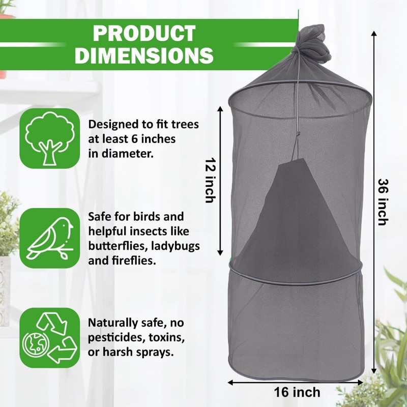 (Gray, 2 Pack) Spotted Lanternfly Mesh House Trap SLF. Simple