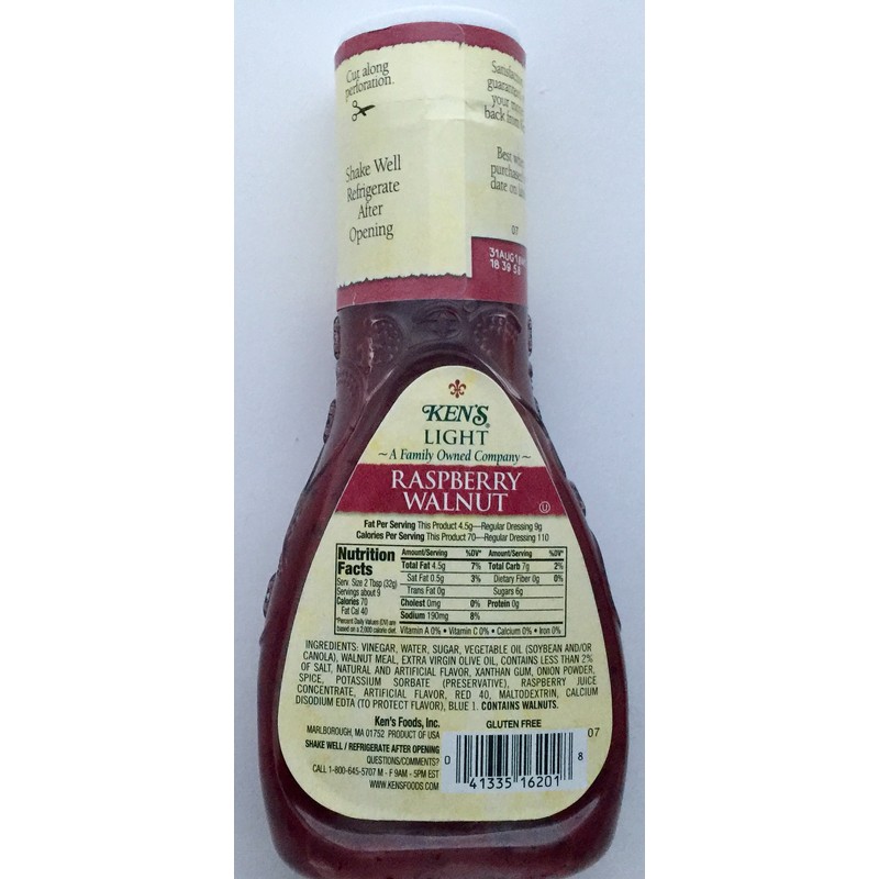 Ken's Light Raspberry Walnut Dressing (Pack of 3) 9 oz