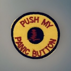 Panic Button Patch Vintage Black Trim “Push My Panic Button” Sew On Patch Unused Panic Button Humor