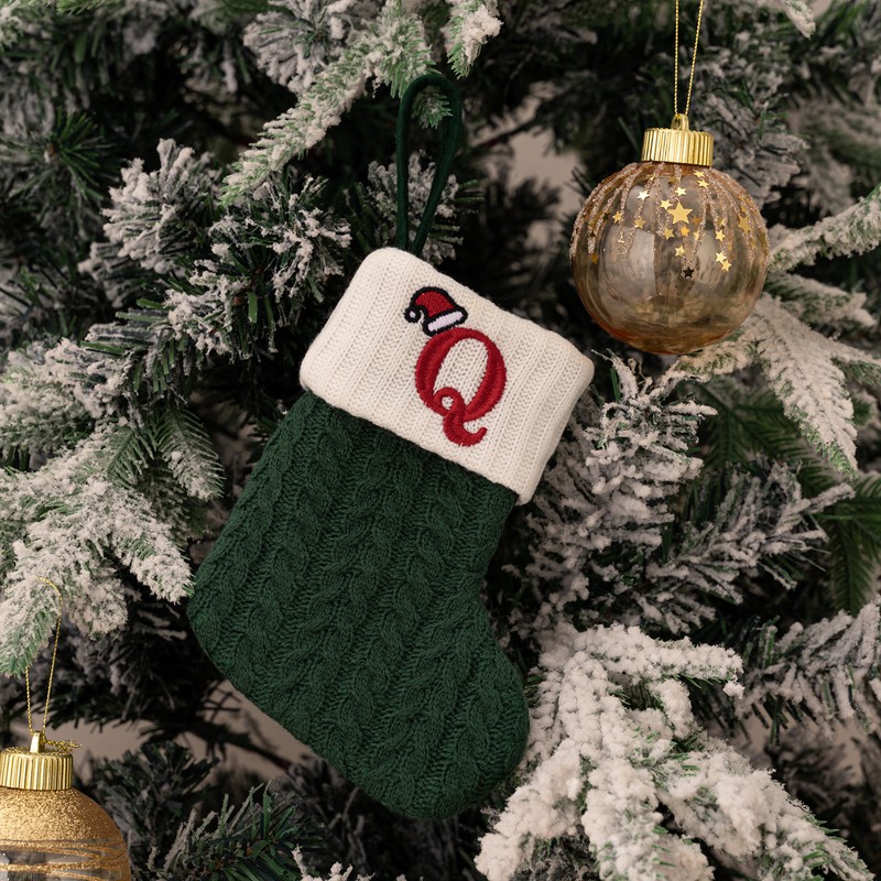 Christmas Stocking – Green A-Z Letter Hanging Christmas Stockings, Christmas