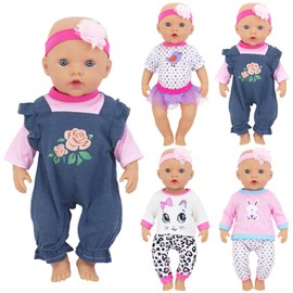 4 Sets Baby Doll Clothes for 14-18 Inch Dolls, 16 Inch Baby Doll Fashion Clothes Dresses and Accessories Outfits for New Born Baby Dolls(No Doll)