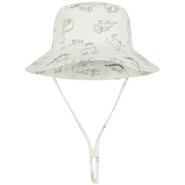 Baby Sun Hat UPF 50+ Sun Protective Toddler Bucket Hat Summer Kids Beach Hats Wide Brim Outdoor Play Hat for Boys Girls Creamy White 6-12 Months