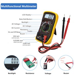 18 in 1 Soldering Iron Kit, 60W Soldering Iron with 5 Extra Tips, Soldering Kit with LCD Digital Multimeter, Stand, Desoldering Pump, Solder, Wire Stripper Cutter, Tweezers, Tape, Tool Bag