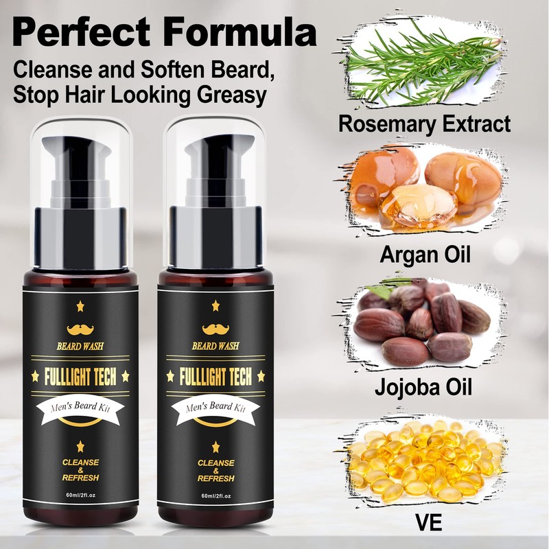 FULLLIGHT TECH Men's 2 Pack Beard Care Kit - Argan