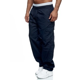 WZIKAI Mens Cargo Pants Relaxed Fit Drawstring Joggers Sweatpants for Men Workout Casual Long Trousers Navy XL