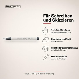 Leuchtturm1917 Rotary Pencil No. 2 Mechanical Pencil, 0.7 mm, Light Grey