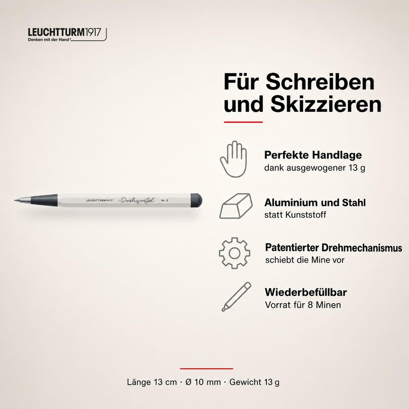 Leuchtturm1917 Rotary Pencil No. 2 Mechanical Pencil, 0.7 mm, Light