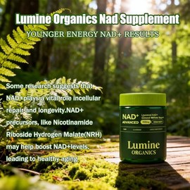 1PCSLumine Organics NAD+ Suplemento para apoyo al metabolismo energético, cápsulas liposomales que contienen resveratrol, nicotinamida ribosideana y q