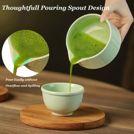HAOLIIDA Matcha kit,Matcha Whisk Set with Bamboo Matcha Whisk and Bowl Made of Ceramic,Macha Whisk Holder and Scoop 4PCS for Making Breakfast/Latte Matcha Making Kit Birthday Gift for Macha Lover