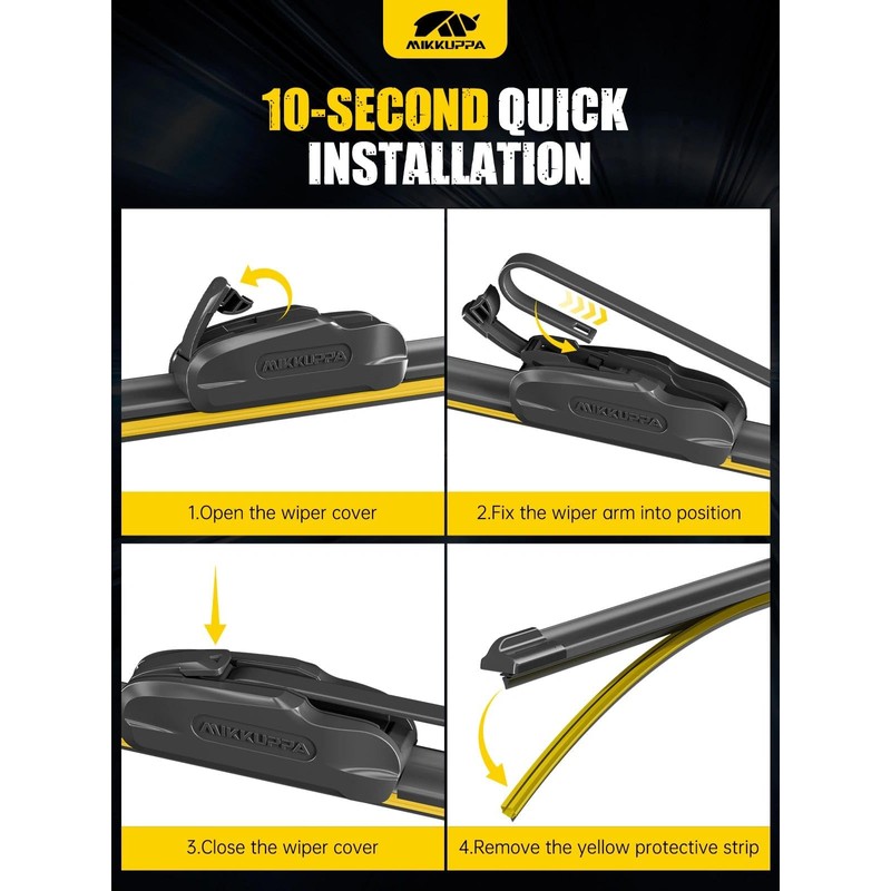 22" and 22" Windshield Wiper Blades, All-Seasons J&U Hook Premium