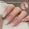 24Pcs False Nails for Woman,Pink Gradient Stick on N/ails,Acrylic Full
