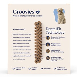 GROOVIES Senior Dog Dental Chew Individually Wrapped XLarge (12 ea)