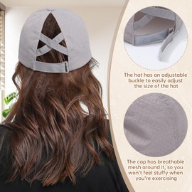 Coubeau Women's Quick-Drying Baseball Cap - Adjustable Women's Sports Cap, Running Cap with Ventilation Holes, Fitness Cap, Spring and Summer Baseball Cap is Not Stuffy, lightgrey, Unit size