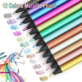 Copeflap Colored Pencil Metallic Colored Pencils 12 Colors Metallic Color Glitter Gold Silver Copper (12 Colors)