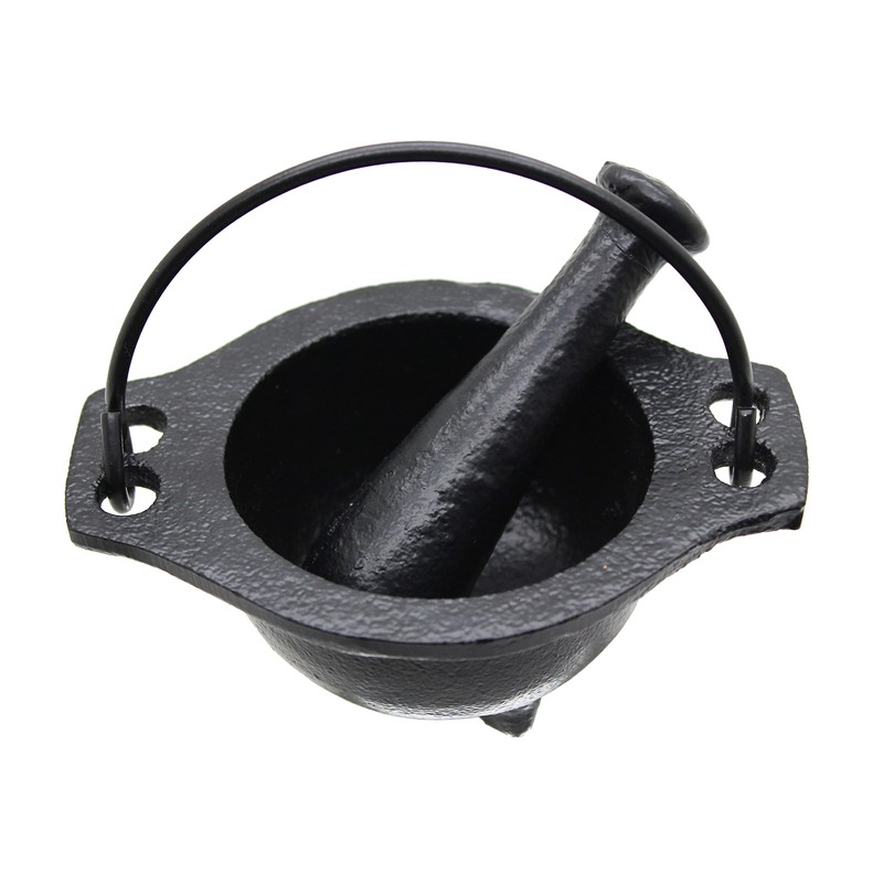 Crystalo - Cast Iron Cauldron Mortar And Pestle Set
