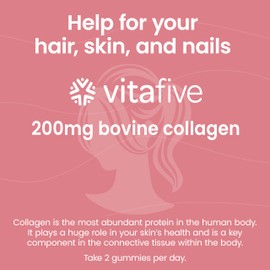 Vitafive Collagen Gummies - Hair, Skin, and Connective Tissue Support - Gluten Free (50 Ct)