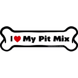 Imagine This Company I Love My Breed Bone Shaped Pet Magnet; Removable Magnets for Cars, Fridges, Lockers & More, Stylish Pet Inspired Car Accessories, 2 x 7 inches, 1 Item, White/Black, Pit Mix