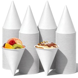 GGOLDMER 400 Count 4.5 oz Paper Snow Cone Cups, Paper Ice Cream Cups, Disposable Cone Cups for Shaved Ice, Candies, Popcorn, Cherry, Desserts