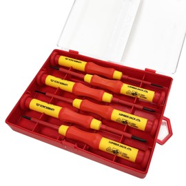 LUMBER JACK 6 Piece Insulated Precision Screwdriver Set VDE Certified, Soft Grip Handles, Chrome Vanadium Steel, Phillips & Flat Profile for Electrical Work