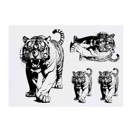 Azeeda 4 x 'Brüllender Tiger' Temporäre Tattoos - Wasserfest, Hautfreundlich & Ungiftig · Transfers in Verschiedenen Größen (TO00069156)