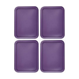 Replacement Lid for Pyrex Plastic Purple Cover 6 Cup (6.75" x 8.75") Bowl Rectangle 7211-PC (4-Pack)