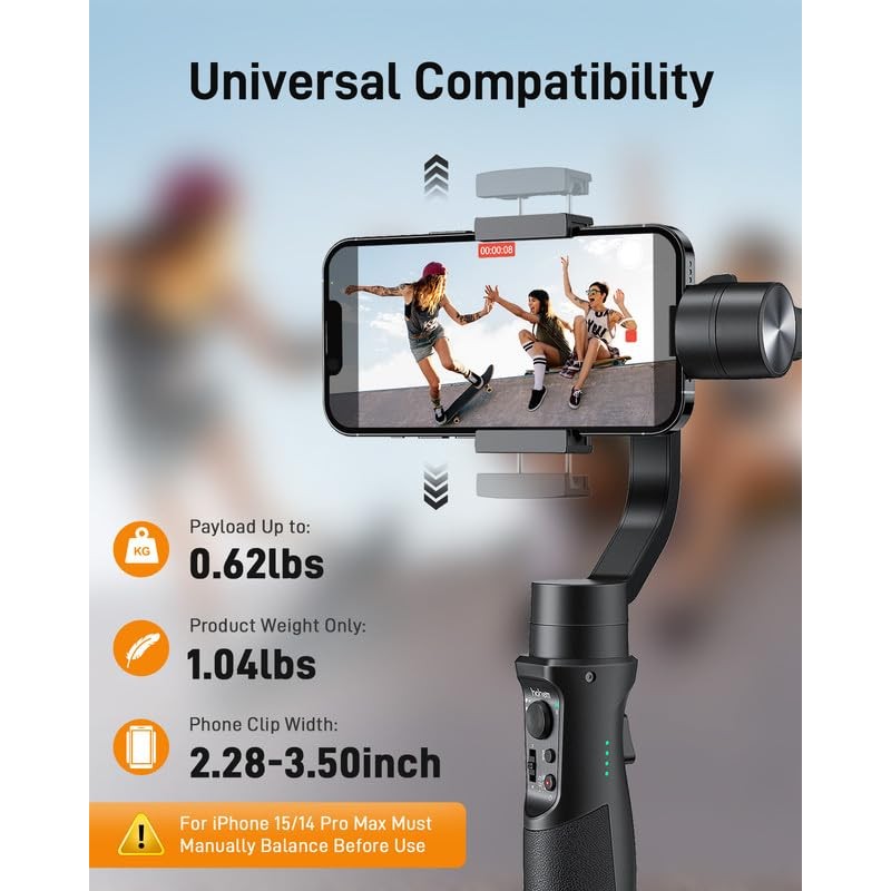 hohem iSteady Mobile Plus Gimbal Stabilizer for Smartphone, 3-Axis Phone