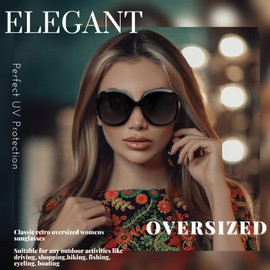 Joopin Oversized Sunglasses Women's Polarised and Fashion Style Sunglasses Large Oversized Modern UV400 Protection, B54-black and fashion brown