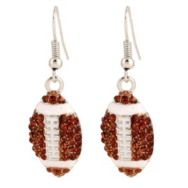 Classic Rhinestone Stud Sports Earrings Basketball Baseball Volleyball Football Soccer Earrings for Women-Football B