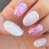 Spring flower handmade nail tips |Cherry blossoms, flowers|- Round /