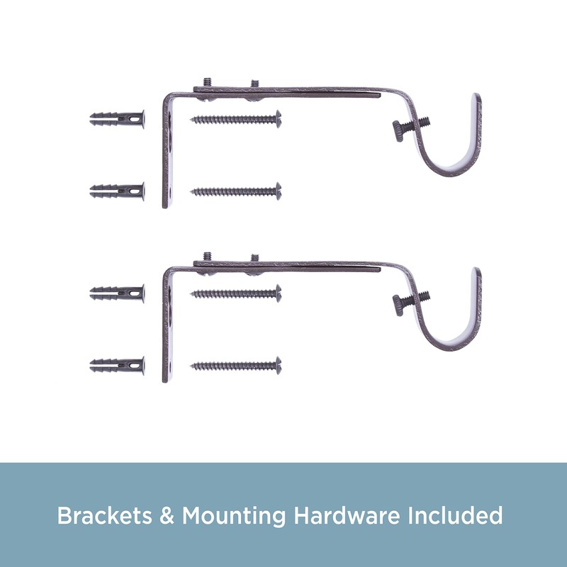 Kenney Adjustable Curtain Rod Brackets, Mocha (2-Pack)